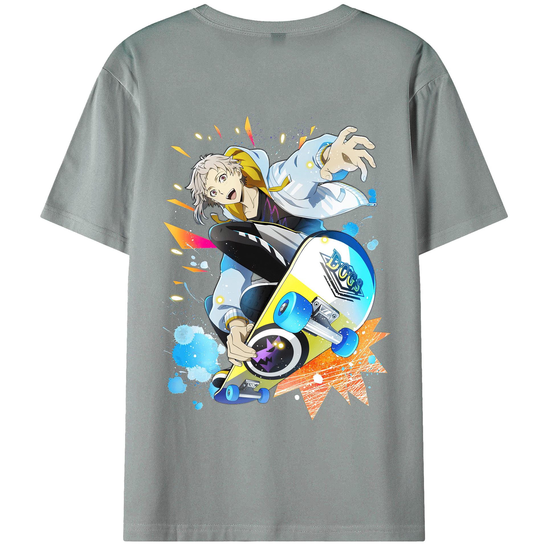 （画像用） 文豪ストレイドッグス Bungo Stray Dogs 綿100％ メンズ半袖Tシャツ（バックプリント） 通気性